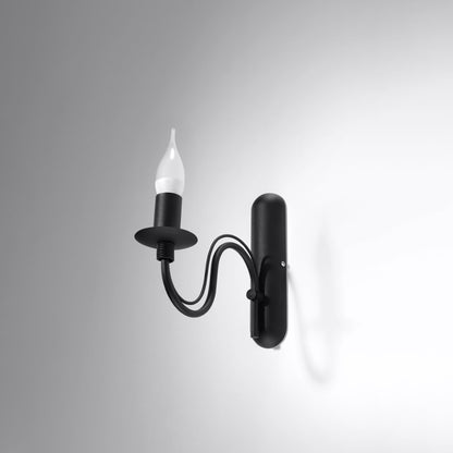 Minerwa - Wall Candle Sconce - Black Finish - Glamour Design - Powder-Coated Steel - E14 Bulb Compatible - Durable & Elegant