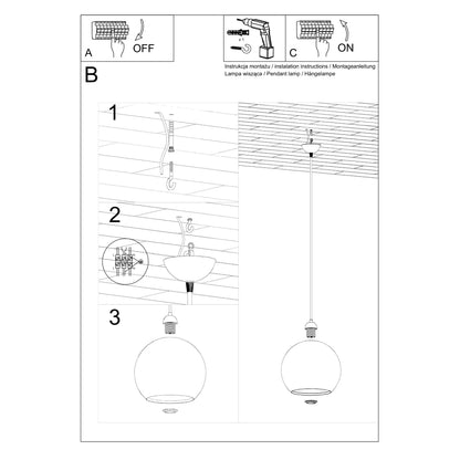 Pendant Lamp Ball - Transparent Glass Ball Lamp - Elegant Hanging Light - 8 Color Options - Replaceable E27 Bulb - Even Light Distribution - Easy to Clean