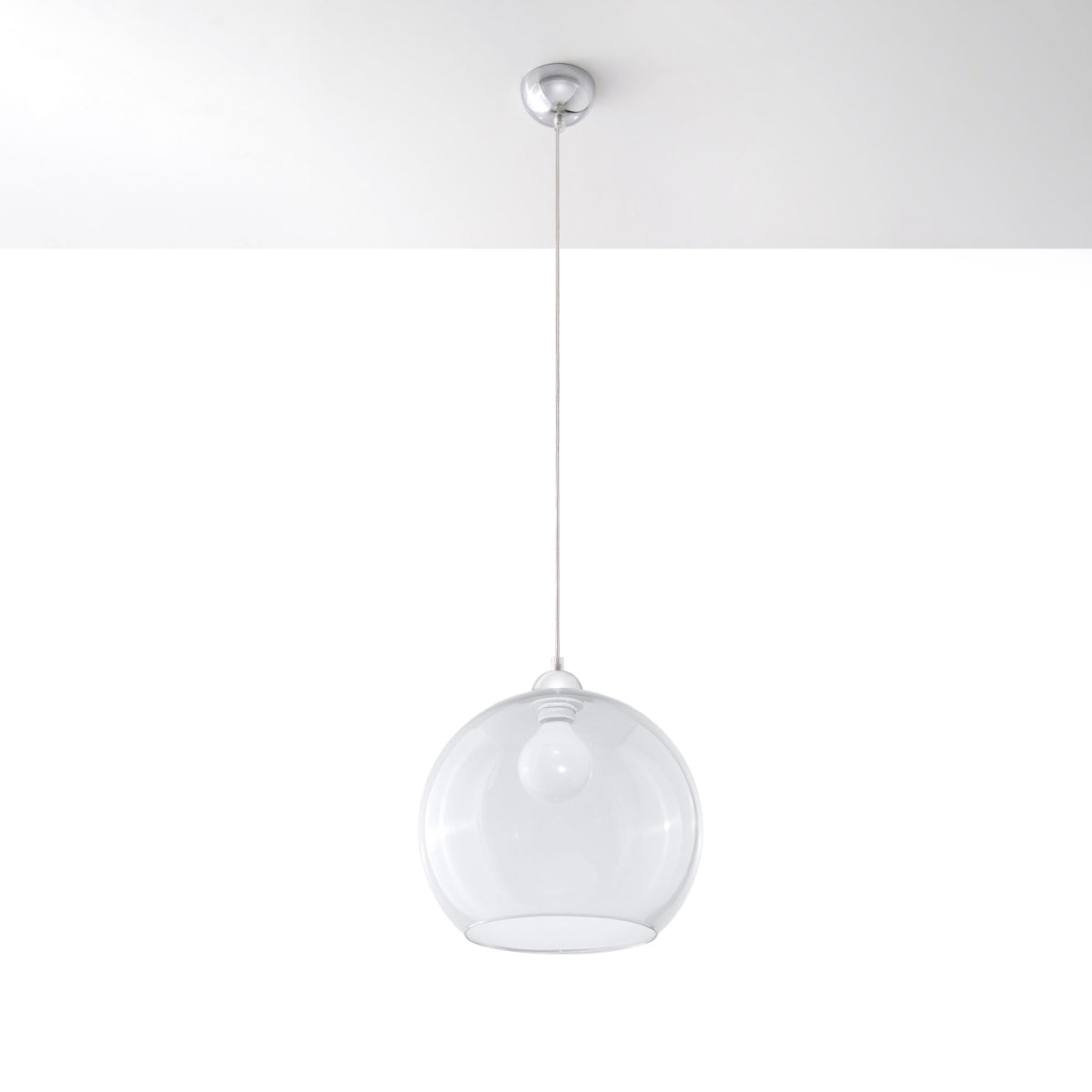 Pendant Lamp Ball - Transparent Glass Ball Lamp - Elegant Hanging Light - 8 Color Options - Replaceable E27 Bulb - Even Light Distribution - Easy to Clean