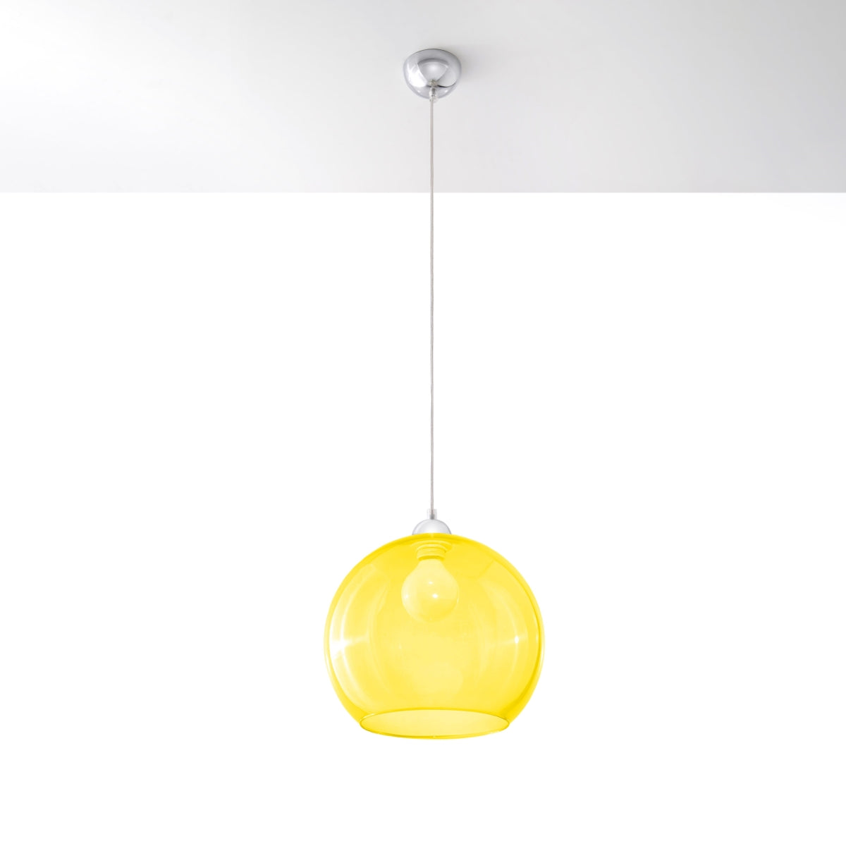 Pendant Lamp Ball - Yellow Glass Ball Lamp - Modern Hanging Light - Replaceable E27 Bulb - Unique Glow Effect - Easy to Clean - Even Light Distribution