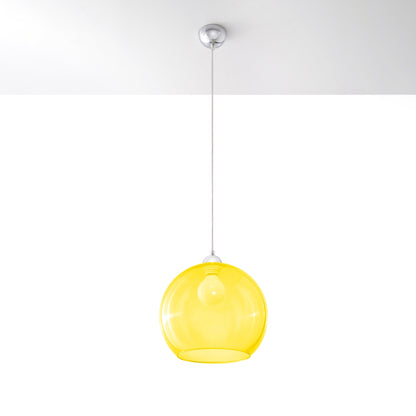 Pendant Lamp Ball - Yellow Glass Ball Lamp - Modern Hanging Light - Replaceable E27 Bulb - Unique Glow Effect - Easy to Clean - Even Light Distribution