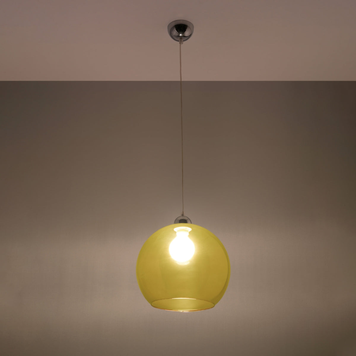 Pendant Lamp Ball - Yellow Glass Ball Lamp - Modern Hanging Light - Replaceable E27 Bulb - Unique Glow Effect - Easy to Clean - Even Light Distribution