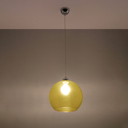 Pendant Lamp Ball - Yellow Glass Ball Lamp - Modern Hanging Light - Replaceable E27 Bulb - Unique Glow Effect - Easy to Clean - Even Light Distribution