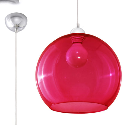 Glass Ball Pendant Lamp Red - Elegant Hanging Light - 8 Color Options - Replaceable E27 Bulb - Evenly Dispersed Light - Easy to Clean