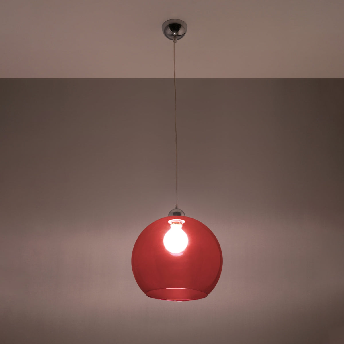 Glass Ball Pendant Lamp Red - Elegant Hanging Light - 8 Color Options - Replaceable E27 Bulb - Evenly Dispersed Light - Easy to Clean