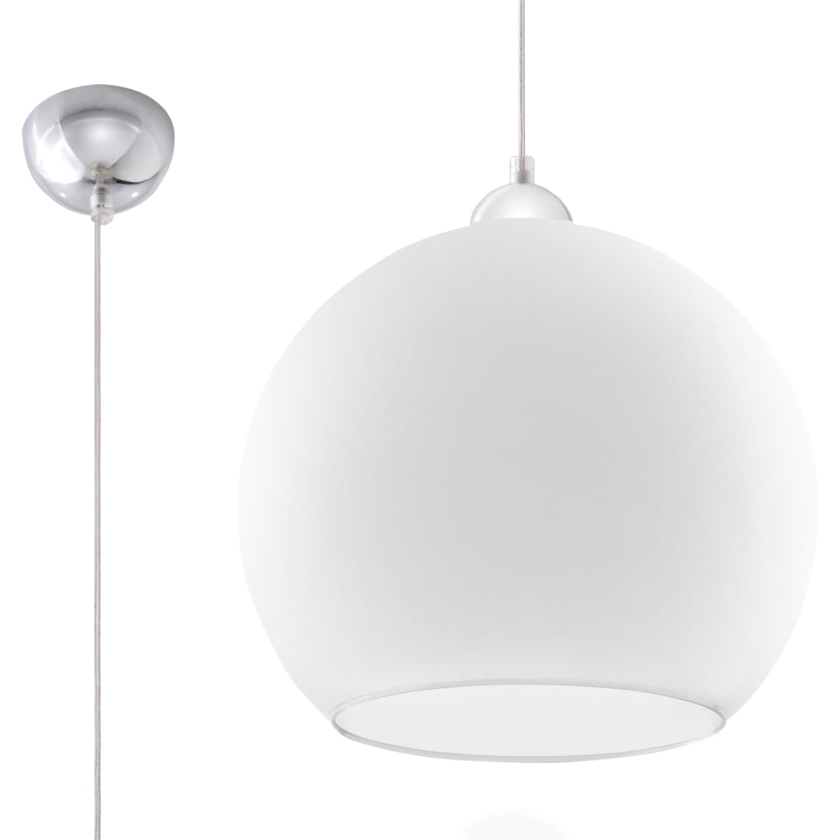 Pendant Lamp Ball - White Glass Ball Lamp - Elegant Hanging Light - 8 Color Options - Replaceable E27 Bulb - Even Light Distribution - Easy to Clean