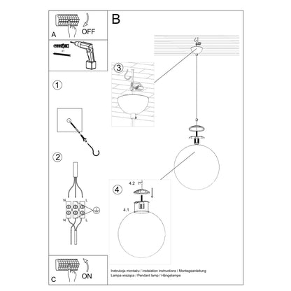 UGO - Pendant Lamp 20 - Modern Hanging Ball Lamp - Chrome/Gold Accent - E27 Compatible