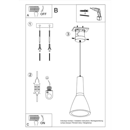 Pendant Lamp Empoli - Concrete Pendant Lamp - Industrial Loft Style - Durable Gray Concrete - Universal Mounting System - Replaceable E27 Bulb