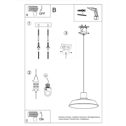 AFRA Concrete Pendant Lamp - Industrial Loft Design - E27 Bulb Compatible - Light Gray Durable Concrete Shade