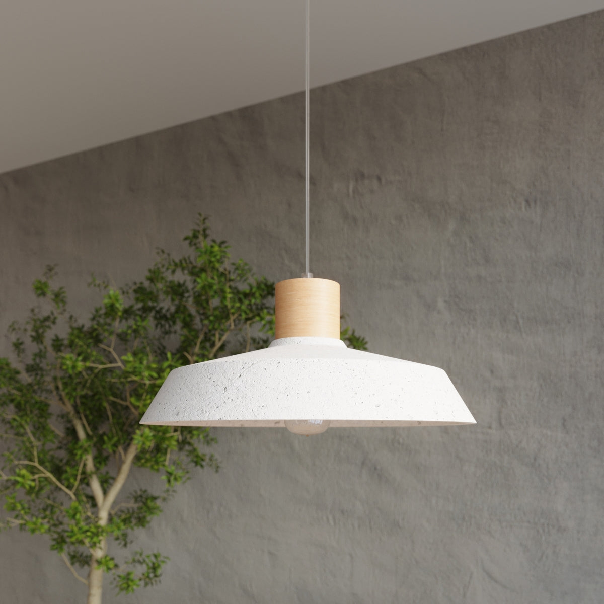 AFRA Concrete Pendant Lamp - Industrial Loft Design - E27 Bulb Compatible - Light Gray Durable Concrete Shade