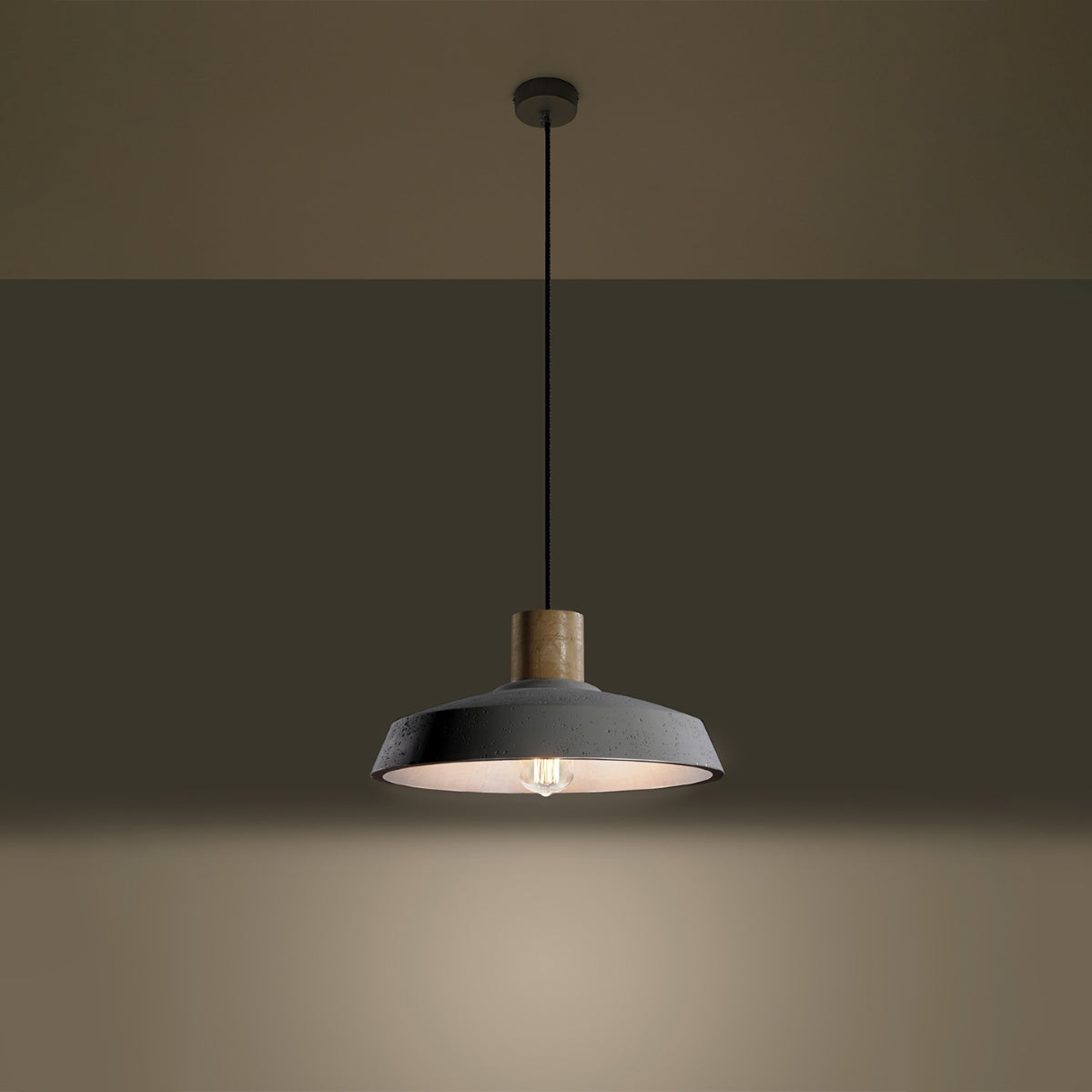 AFRA Concrete Pendant Lamp - Industrial Loft Design - E27 Bulb Compatible - Light Gray Durable Concrete Shade