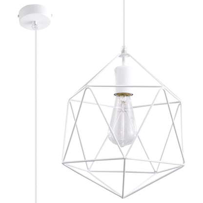 Pendant Lamp Gaspare White - Designer Geometric Pendant Lamp - Adjustable Suspension Height - Universal Design - Replaceable E27 Bulb