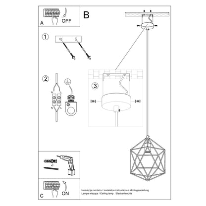 Pendant Lamp Gaspare White - Designer Geometric Pendant Lamp - Adjustable Suspension Height - Universal Design - Replaceable E27 Bulb