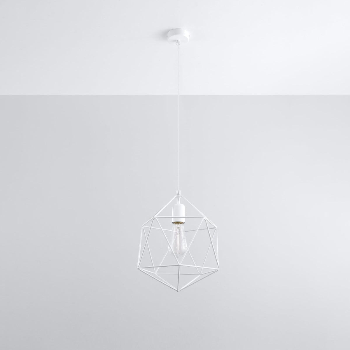 Pendant Lamp Gaspare White - Designer Geometric Pendant Lamp - Adjustable Suspension Height - Universal Design - Replaceable E27 Bulb