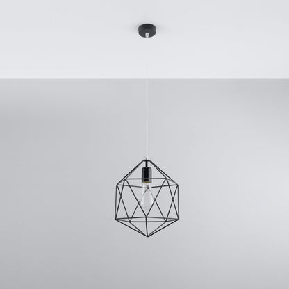 Pendant Lamp Gaspare Black - Designer Geometric Pendant Lamp - Adjustable Suspension Height - Universal Design - Replaceable E27 Bulb