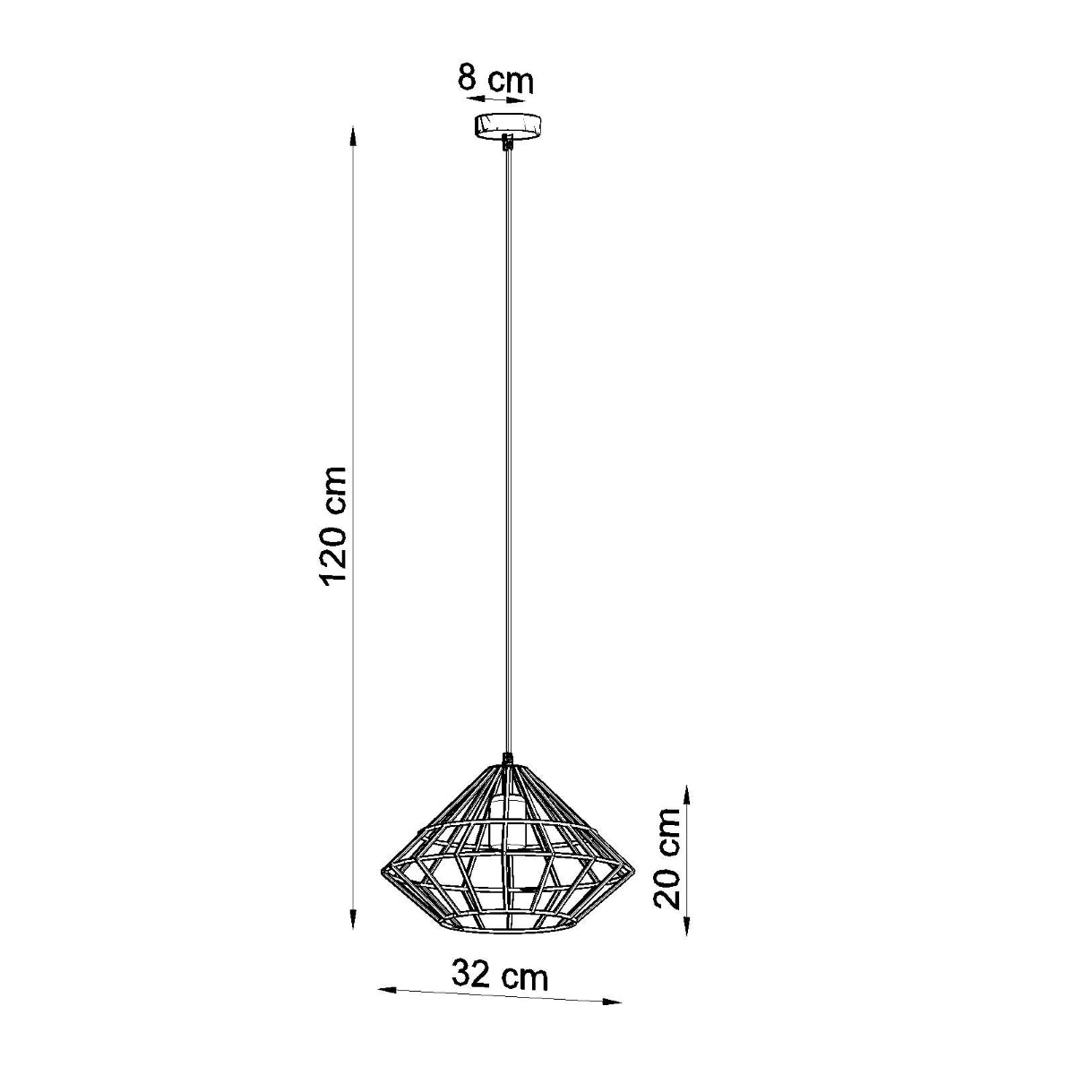 UMBERTO - Pendant Lamp White - Designer Geometric Pendant Light - Adjustable Height - E27 Compatible