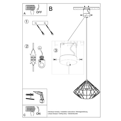 UMBERTO - Pendant Lamp White - Designer Geometric Pendant Light - Adjustable Height - E27 Compatible