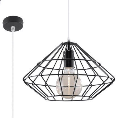 UMBERTO - Pendant Lamp Black - Designer Geometric Pendant Light - Adjustable Height - E27 Compatible