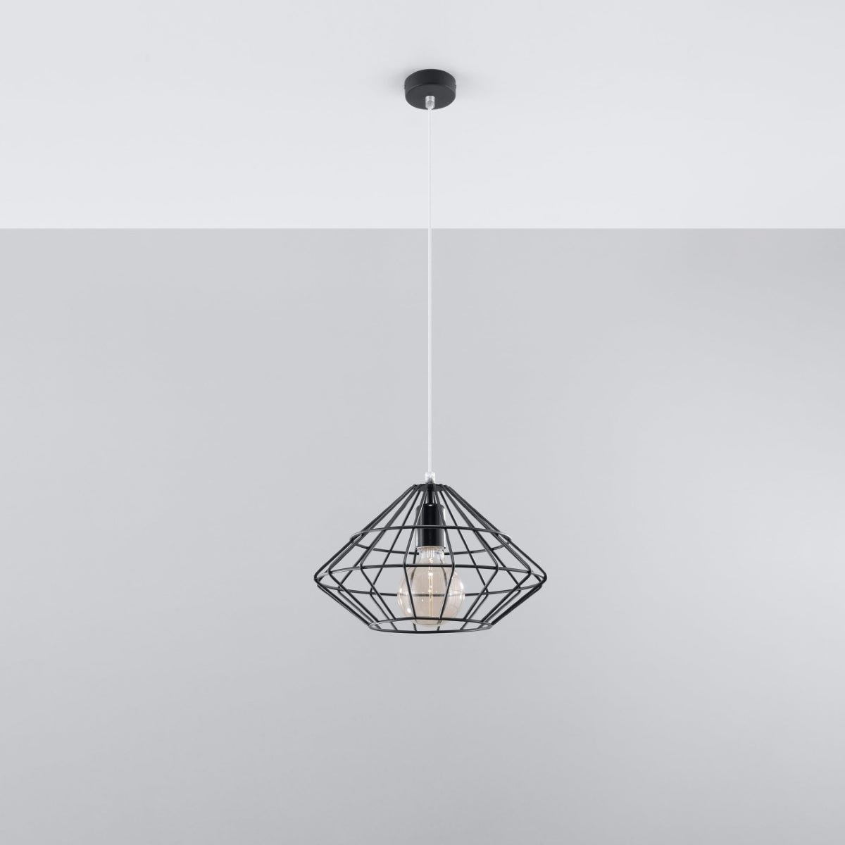 UMBERTO - Pendant Lamp Black - Designer Geometric Pendant Light - Adjustable Height - E27 Compatible