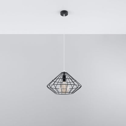 UMBERTO - Pendant Lamp Black - Designer Geometric Pendant Light - Adjustable Height - E27 Compatible