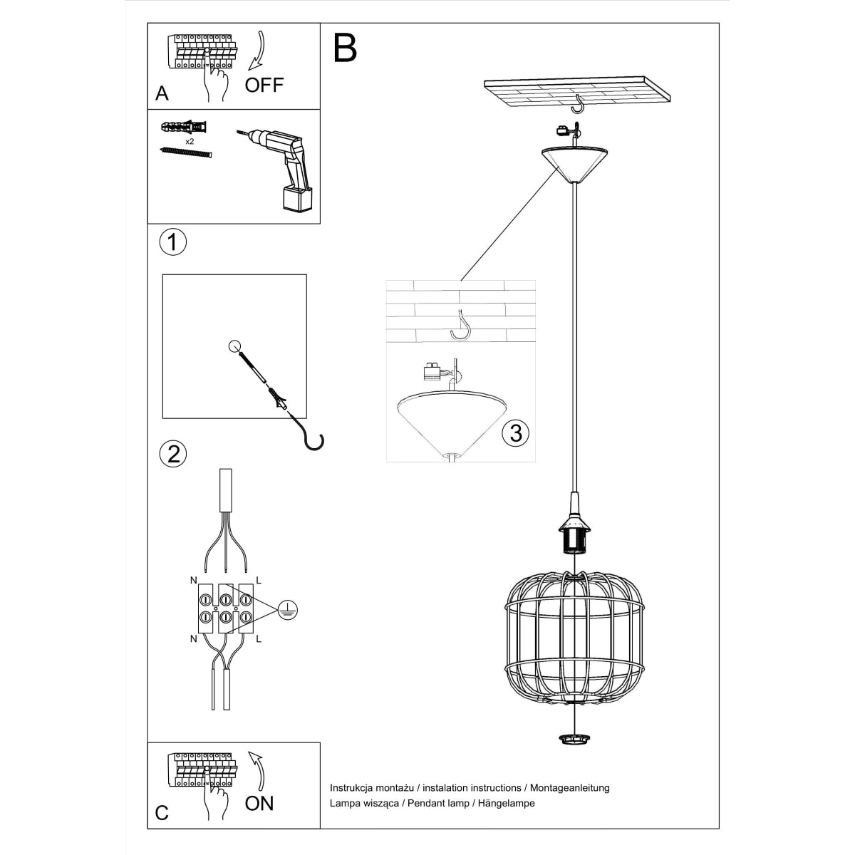 Pendant Lamp Celta Black - Modern Designer Hanging Light - Adjustable Height - Geometric Shade - Replaceable E27 Bulb - Stylish & Functional