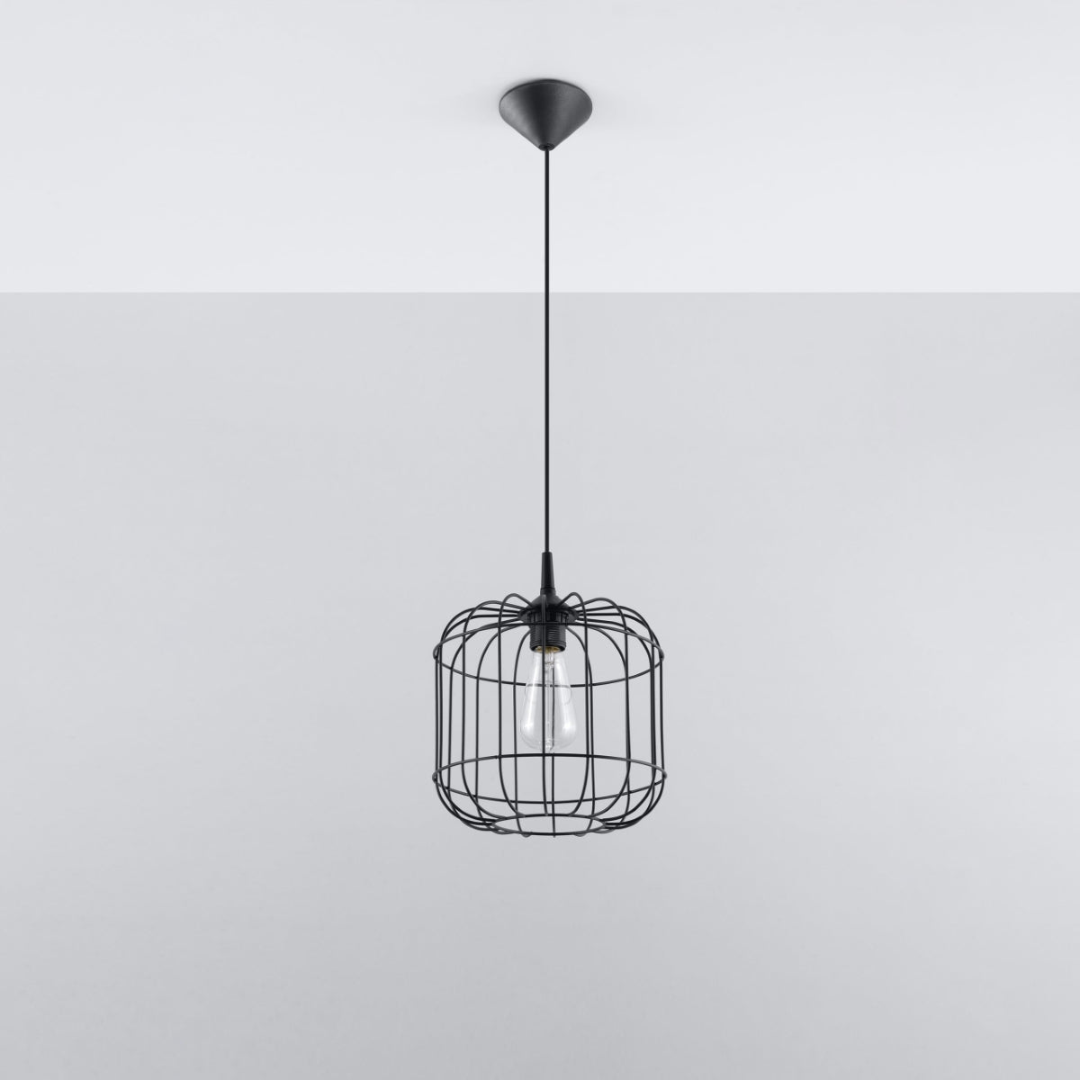 Pendant Lamp Celta Black - Modern Designer Hanging Light - Adjustable Height - Geometric Shade - Replaceable E27 Bulb - Stylish & Functional