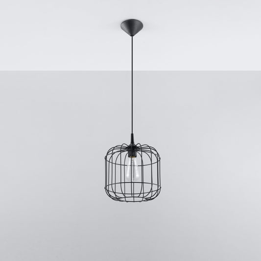 Pendant Lamp Celta Black - Modern Designer Hanging Light - Adjustable Height - Geometric Shade - Replaceable E27 Bulb - Stylish & Functional