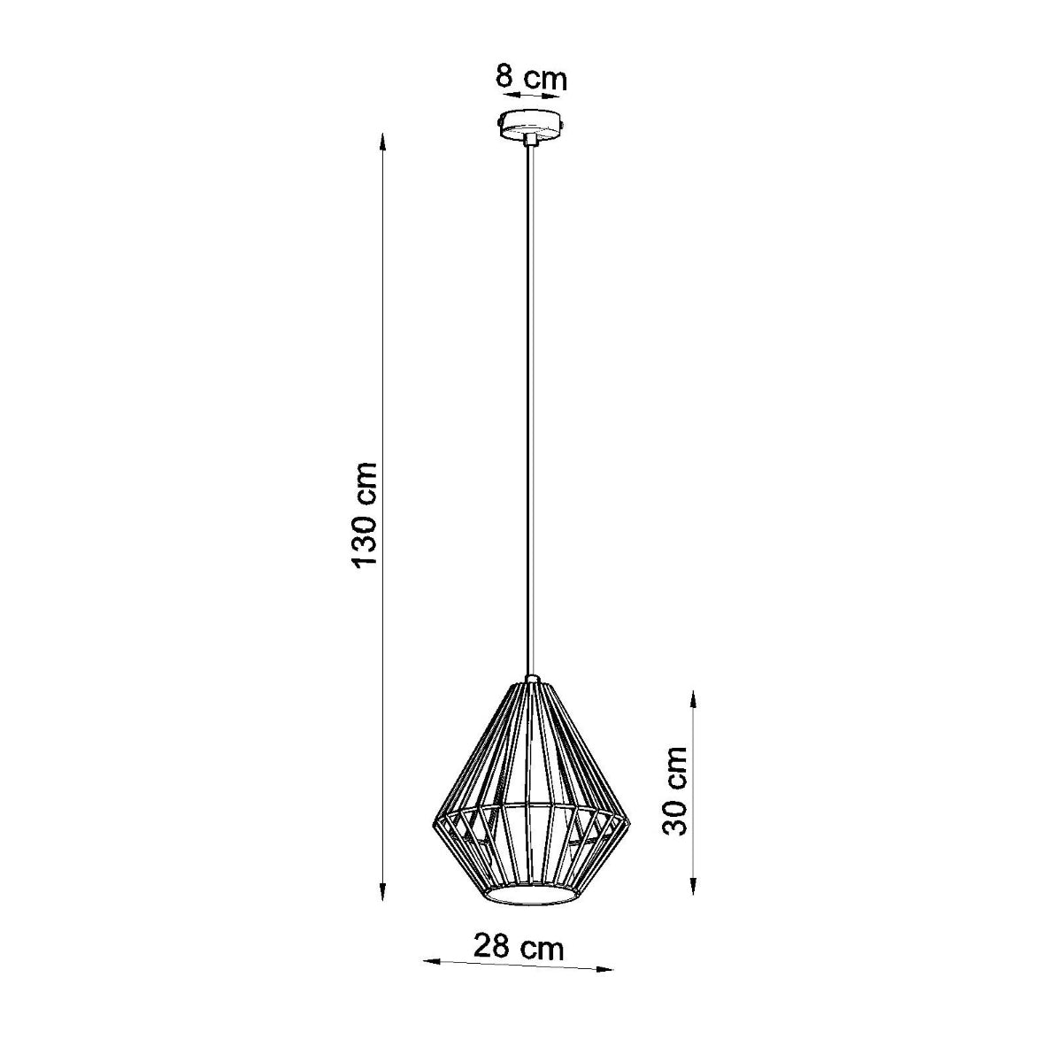 Pendant Lamp Demi White - Modern Designer Hanging Light - Adjustable Height - Geometric Frame Shade - Replaceable E27 Bulb - Stylish & Versatile