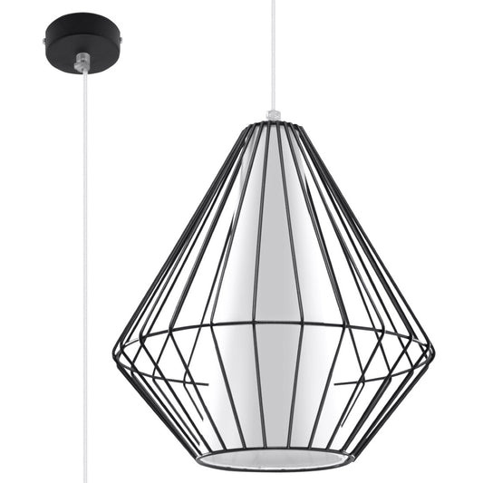 Pendant Lamp Demi Black - Geometric Designer Pendant - Adjustable Height - Minimalist Modern Style - Replaceable E27 Bulb - Functional and Elegant