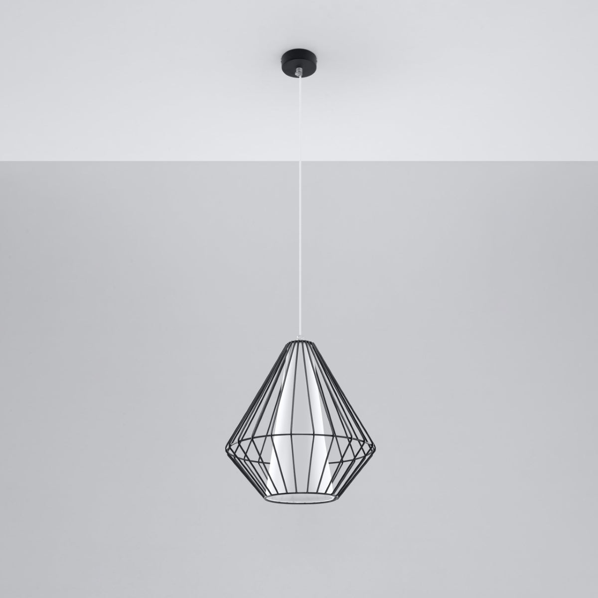 Pendant Lamp Demi Black - Geometric Designer Pendant - Adjustable Height - Minimalist Modern Style - Replaceable E27 Bulb - Functional and Elegant