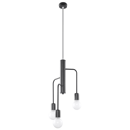 DUOMO 3 Industrial Ceiling Lamp - Modern Loft Design - Black Steel - Multiple Bulb Options