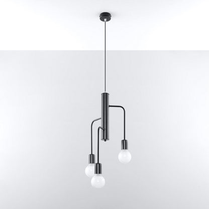 DUOMO 3 Industrial Ceiling Lamp - Modern Loft Design - Black Steel - Multiple Bulb Options