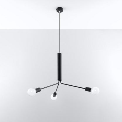 DUOMO 3 Industrial Ceiling Lamp - Loft Style - Black Steel - Multiple Bulb Options