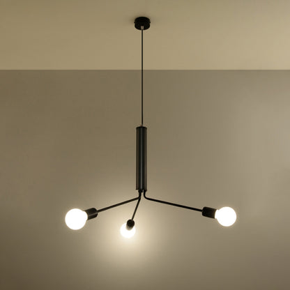 DUOMO 3 Industrial Ceiling Lamp - Loft Style - Black Steel - Multiple Bulb Options