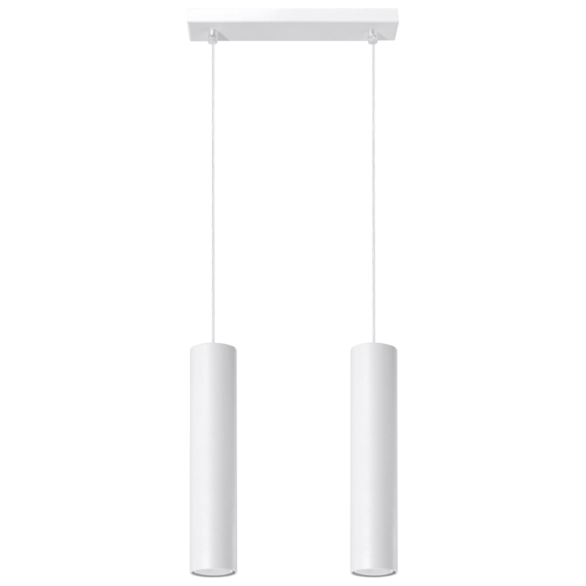 LAGOS - Pendant Lamp 2 White - Minimalist Hanging Light - Adjustable Cord - Durable Steel Shade