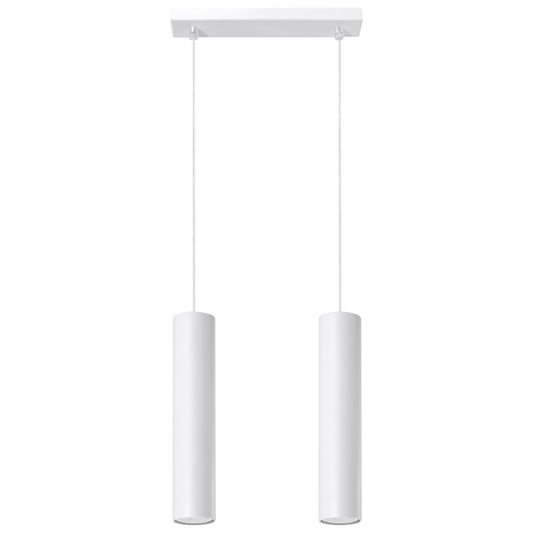 LAGOS - Pendant Lamp 2 White - Minimalist Hanging Light - Adjustable Cord - Durable Steel Shade