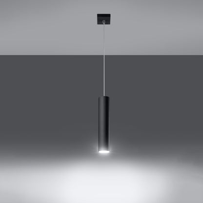 Pendant Lamp Lagos 1 Black - Minimalist Metal Hanging Lamp - Adjustable Height - GU10 Bulb Compatible - Durable Powder-Coated Steel Shade