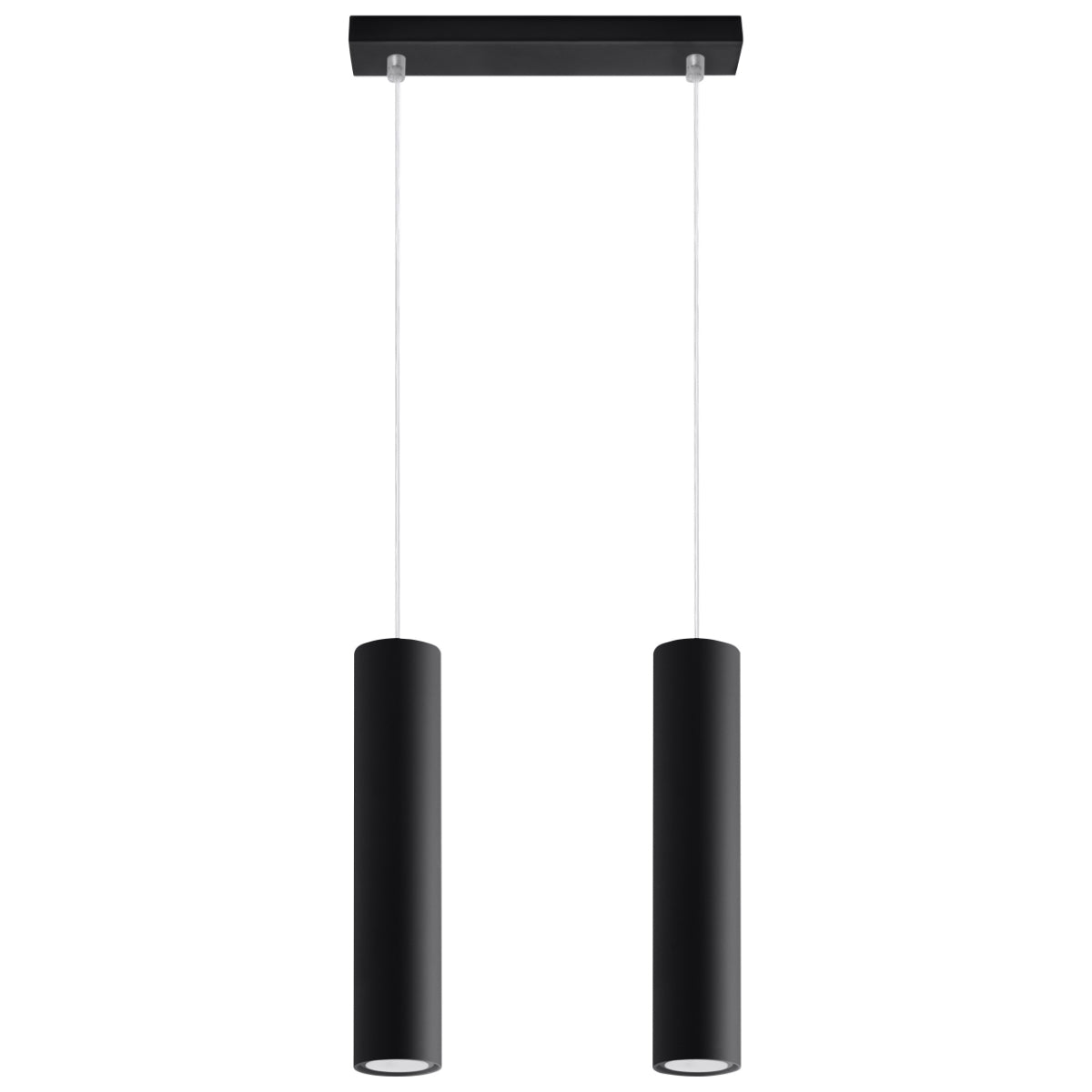 Pendant Lamp Lagos 2 Black - Modern Hanging Lamp - Adjustable Height - GU10 Bulb Compatible - Durable Powder-Coated Steel Shade