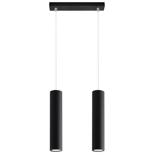 Pendant Lamp Lagos 2 Black - Modern Hanging Lamp - Adjustable Height - GU10 Bulb Compatible - Durable Powder-Coated Steel Shade