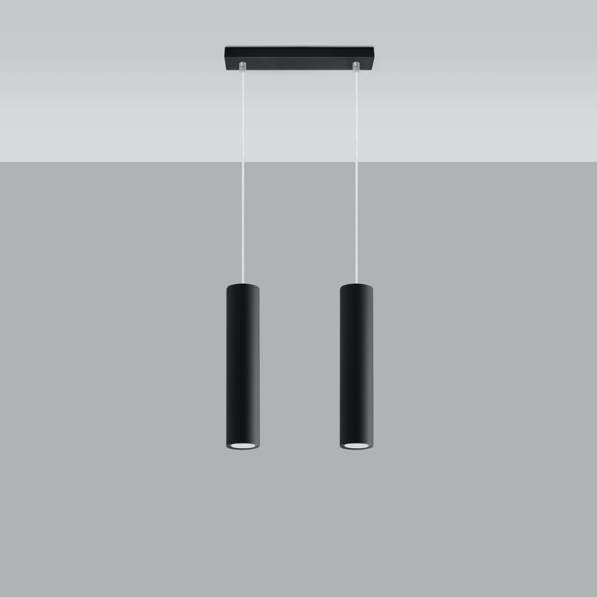 Pendant Lamp Lagos 2 Black - Modern Hanging Lamp - Adjustable Height - GU10 Bulb Compatible - Durable Powder-Coated Steel Shade