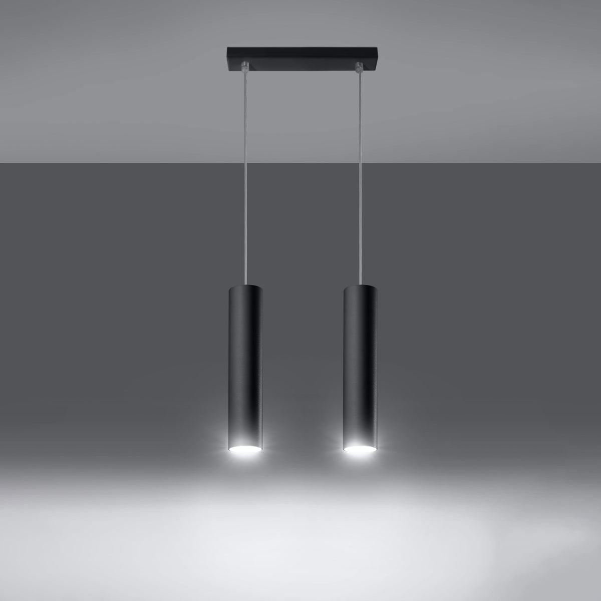 Pendant Lamp Lagos 2 Black - Modern Hanging Lamp - Adjustable Height - GU10 Bulb Compatible - Durable Powder-Coated Steel Shade