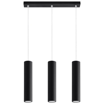 LAGOS - Pendant Lamp 3L Black - Modern Hanging Lamp - Adjustable Cord - Durable Steel Shade