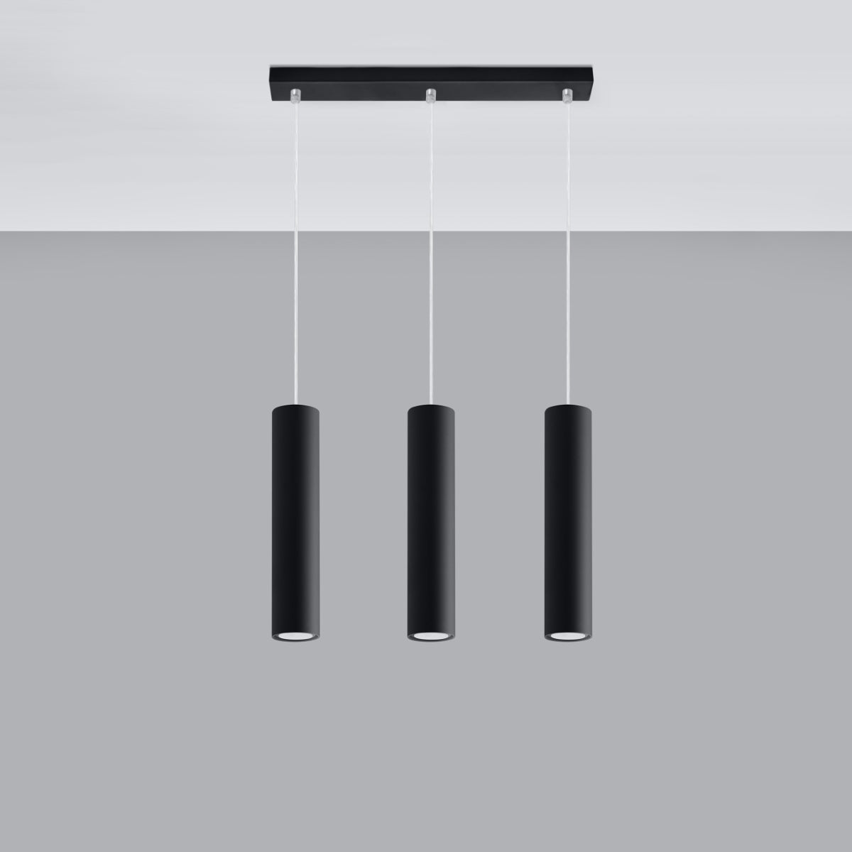 LAGOS - Pendant Lamp 3L Black - Modern Hanging Lamp - Adjustable Cord - Durable Steel Shade