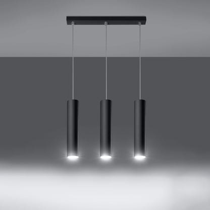 LAGOS - Pendant Lamp 3L Black - Modern Hanging Lamp - Adjustable Cord - Durable Steel Shade