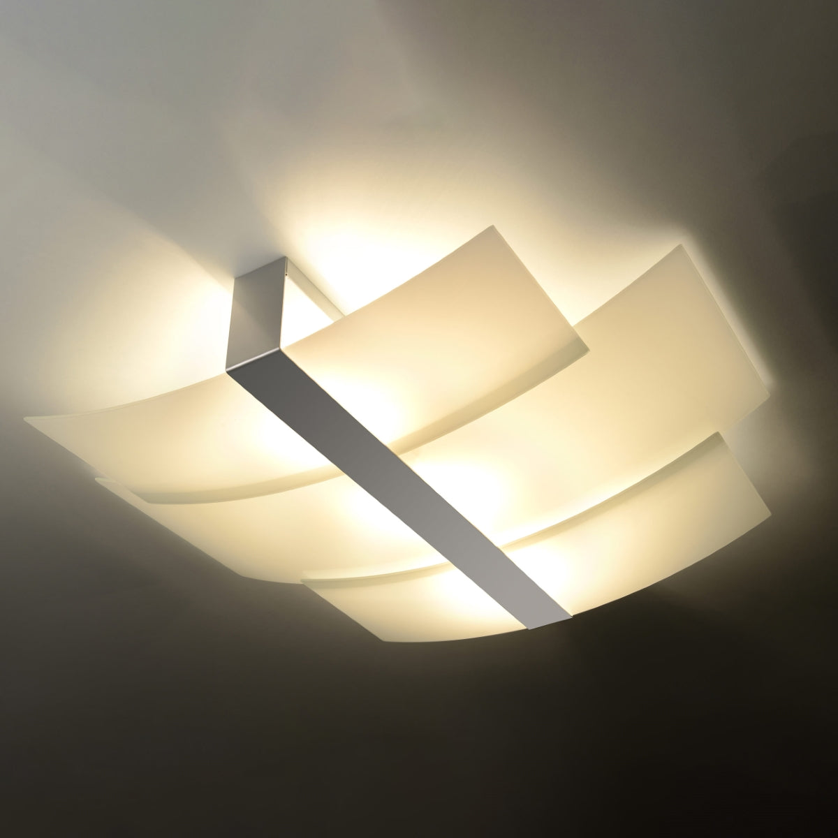 Ceiling Lamp Celia Chrom - Modern White Glass and Chrome Design - E27 Bulb Compatible - Ideal for Living Room Bedroom or Office Lighting