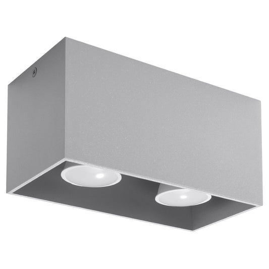 QUAD MAXI Ceiling Light - Grey - Modern Aluminum Design - Interchangeable GU10 Bulbs - Minimalist Style - Surface Mounting - Easy to Clean