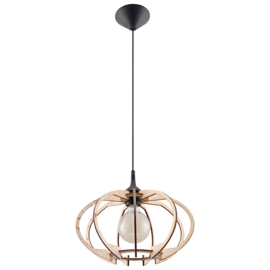 Pendant Lamp Mandelino Natural Wood - Modern Wooden Pendant Light - Adjustable Suspension - Warm and Cozy Lighting - Compatible with E27 Bulbs