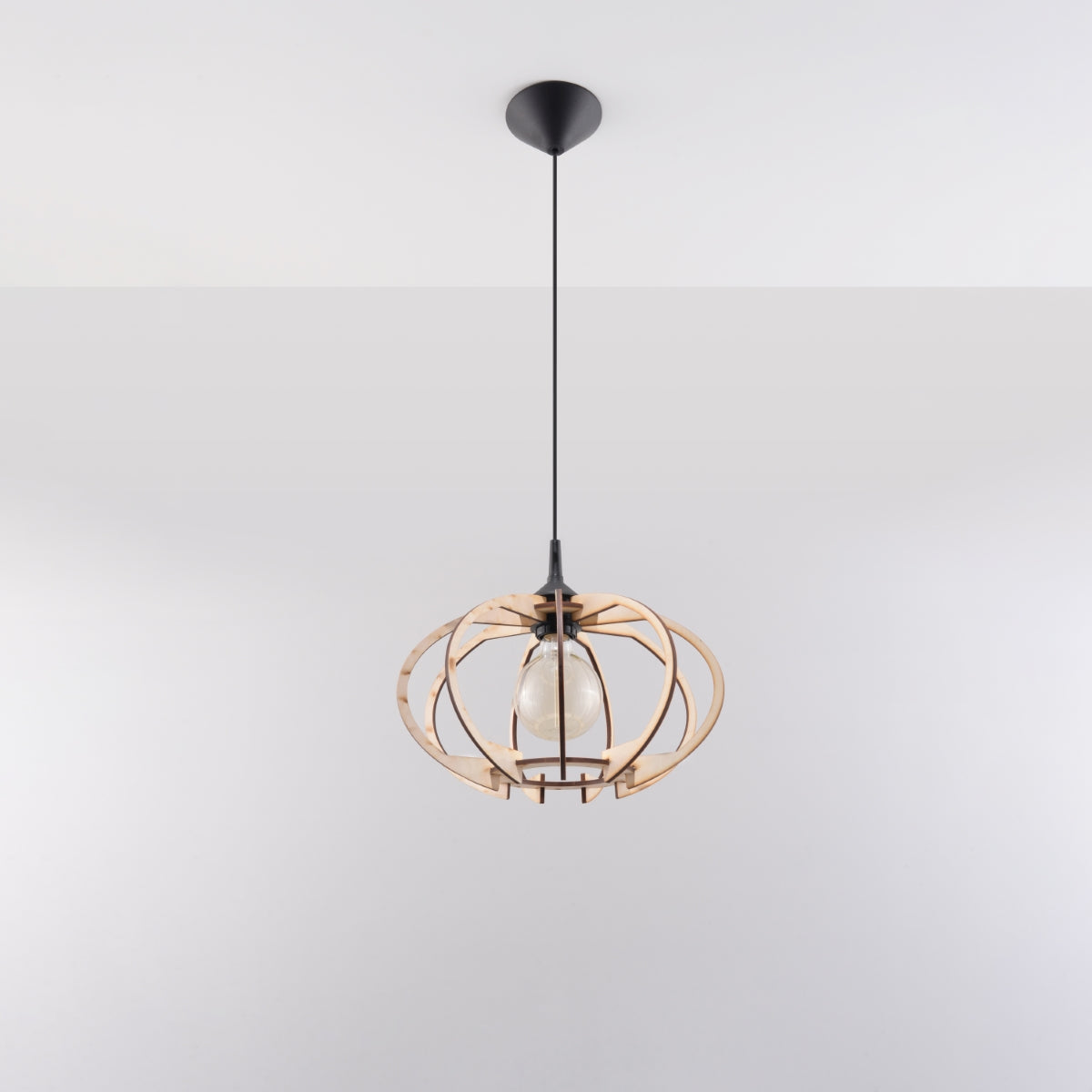 Pendant Lamp Mandelino Natural Wood - Modern Wooden Pendant Light - Adjustable Suspension - Warm and Cozy Lighting - Compatible with E27 Bulbs