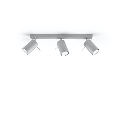 RING 3 Ceiling Lamp - Grey - 3 Adjustable Shades - Modern Design - Powder-Coated Steel - GU10 Bulb Compatible - Flexible Lighting Direction - Easy Installation