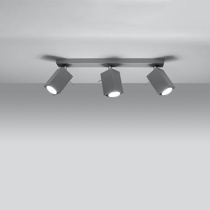 Ceiling Lamp Merida 3 Grey - Modern Adjustable Spot Ceiling Light - Movable Shades - Durable Steel - Compatible with GU10 Bulbs